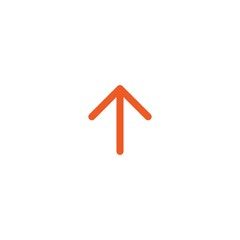red thin rounded arrow up icon. Isolated on white. Upload icon. Upgrade sign.