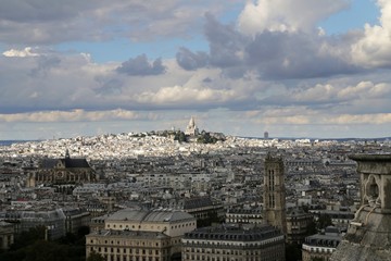 Fototapeta premium view, city, paris, Sacré-Cœur, Montmartre, panorama, architecture, cityscape, skyline, 