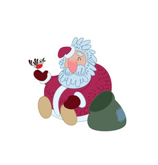 Santa Claus is resting with a bird. Illustration for greeting card. Vector illustration