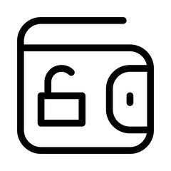 Wallet Unlock Protect Finance Money Exchequer Cash vector icon