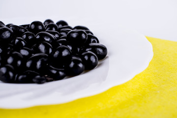 olive in a delicious blue plate a lot