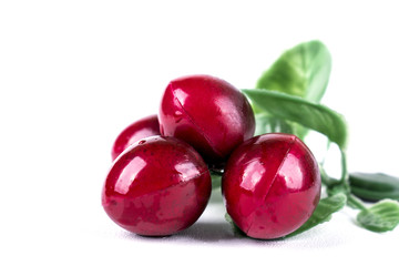 cherry red on white background