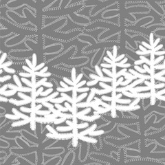 Seamless pattern with Christmas trees on a grey background