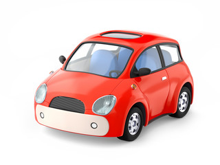 small cute red car