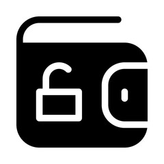 Obraz premium Wallet Unlock Protect Finance Money Exchequer Cash vector icon