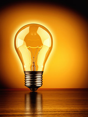 Business solution and concept of creative idea, light bulb on yellow background