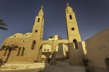 Bell towers of Saint Anthony church in Eastern Desert, Egypt