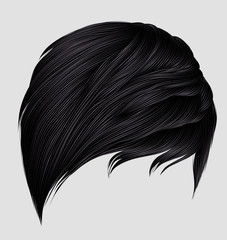 trendy woman short  hairs brunette black colors .fashion beauty style . realistic  3d .