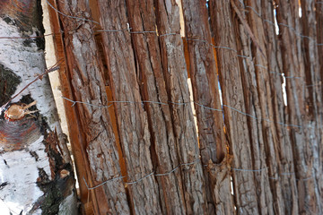 Holzzaun Natur aus unbehandeltem Holz Hintergrund