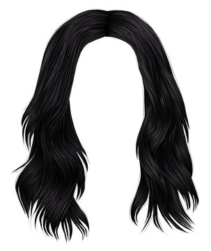 trendy woman long hairs brunette black colors .  beauty fashion .  realistic  graphic 3d