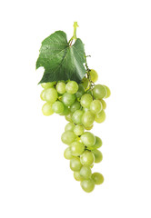 Ripe sweet grapes on white background