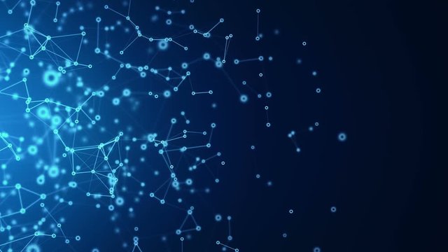 Abstract background with presentation of data and connection paths of users within networks. Animation of seamless loop.