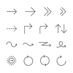 Vector image set arrow line icons.