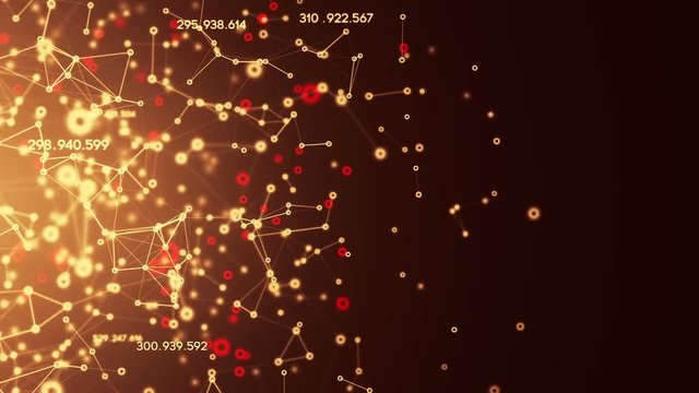 Abstract background with presentation of data and connection paths of users within networks. Animation of seamless loop.
