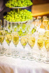 Glasses of champagne waiting for guests