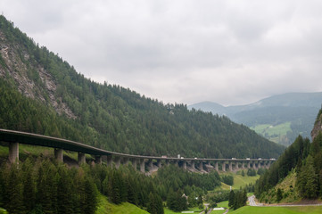Impression of the A13 Highway running from Innsbruck to Brenner in southern Austria