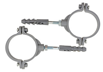 Steel screw for fixture in concrete on white