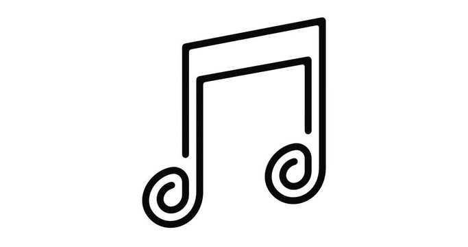 Music note line icon motion graphic animation with alpha channel.