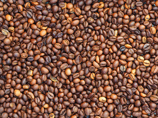 Coffee beans background and texture, close-up