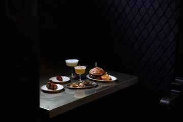 Assortment of food and drinks