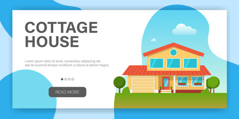 Modern cottage house. Web page design template