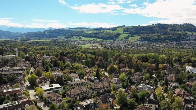 Aerial view of cityscape of Bern - capital city of Switzerland from above, Europe