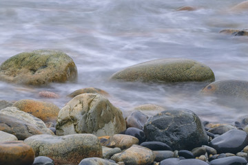 The Surf Washing Over Rocks at Boulder Beach, Acadia National Park, Maine