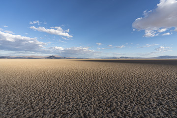On the shadows edge at Soda Dry Lake near Zzyzx in the California Mojave Desert.