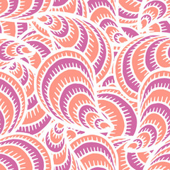 Seamless pattern with hand drawn seashells, mussels. Marine theme. Vector illustration
