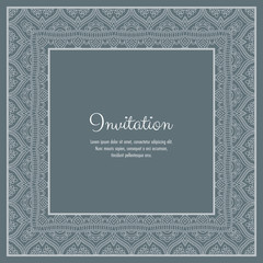 Abstract ornamental lace frame for greeting card or invitation