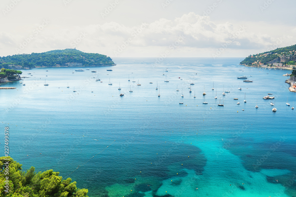 Wall mural the beautiful bay of villefranche-sur-mer on the cote d'azur in france