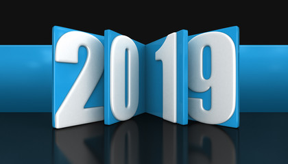 New Year 2019. Image with clipping path.