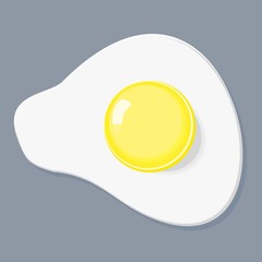 Fried egg flat icon. Fried egg isolated on gray background