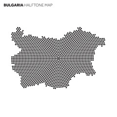 Fototapeta premium Bulgaria country map made from radial halftone pattern