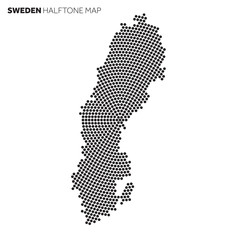 Fototapeta na wymiar Sweden country map made from radial halftone pattern