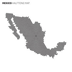 Obraz premium Mexico country map made from radial halftone pattern