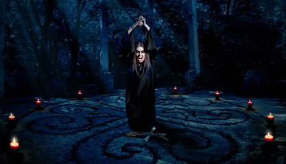 Witch in night forest version