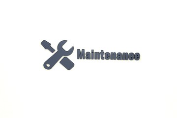 Text Maintenance with grey 3D illustration and light background