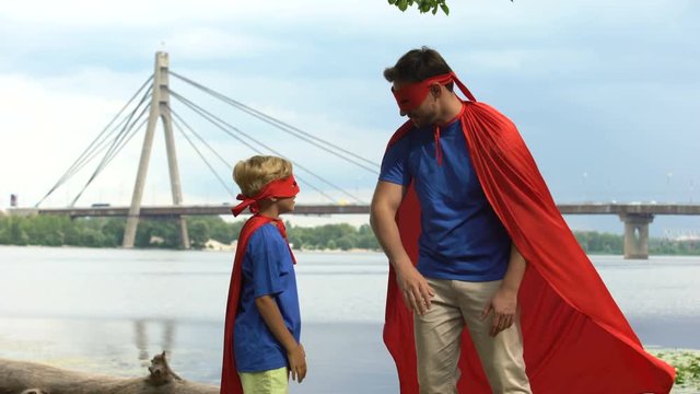 Superman inspires son-superhero to win, paternal support, advice for real man