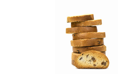 Crackers sweet with raisins on a white background