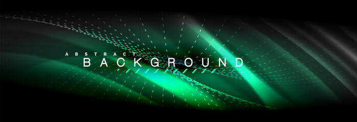 Liquid neon flowing waves, glowing light lines background