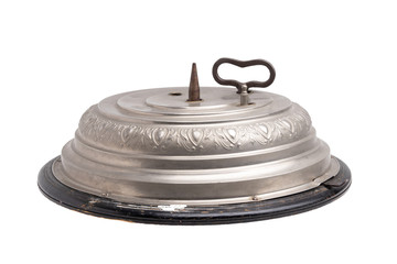 Music boxes. Antique music box with two christmas songs. Christmas tree stand with mechanical music box. Christmas tree music box.