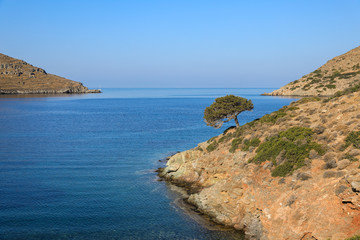 Beautiful landscape in Kolona beach Kythnos island Cyclades Greece.
