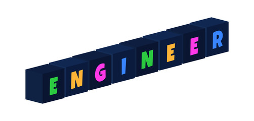 Engineer - multi-colored text written on isolated 3d boxes on white background