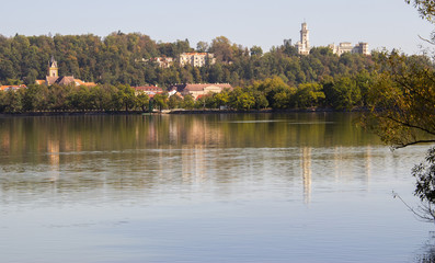 Hluboka nad Vltavou, Czech republic - lake and castle. 