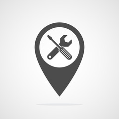 Map pointer with service symbol. Vector illustration.