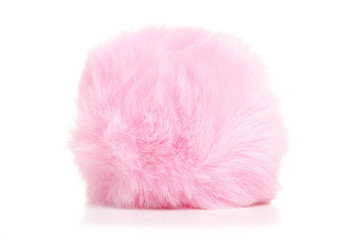 Fur ball pink on white background isolation