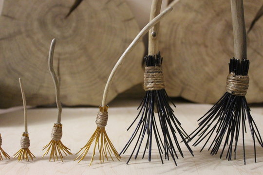 Handmade witch broomstick