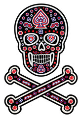 Holy Death, Day of the Dead, mexican sugar skull with sombrero