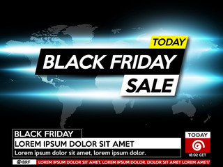 Background screen saver on breaking news Black Friday . Black Friday news live on abstract technological background. Vector illustration.